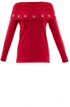 Red Off The Shoulder Jumper with Silver Metal Detail