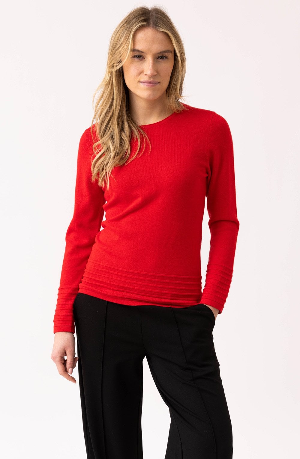 Red Ribbed Detail Jumper