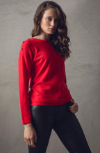 Red Sparkle Button Knit