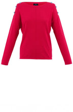 Red Sparkle Button Knit