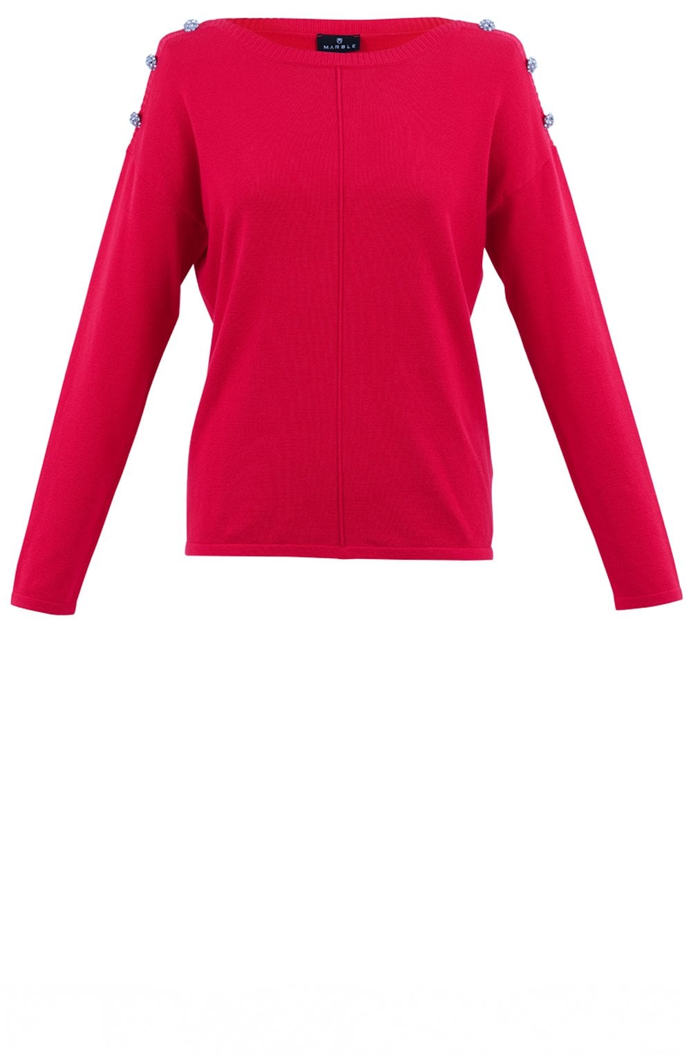Red Sparkle Button Knit