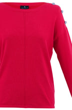 Red Sparkle Button Knit