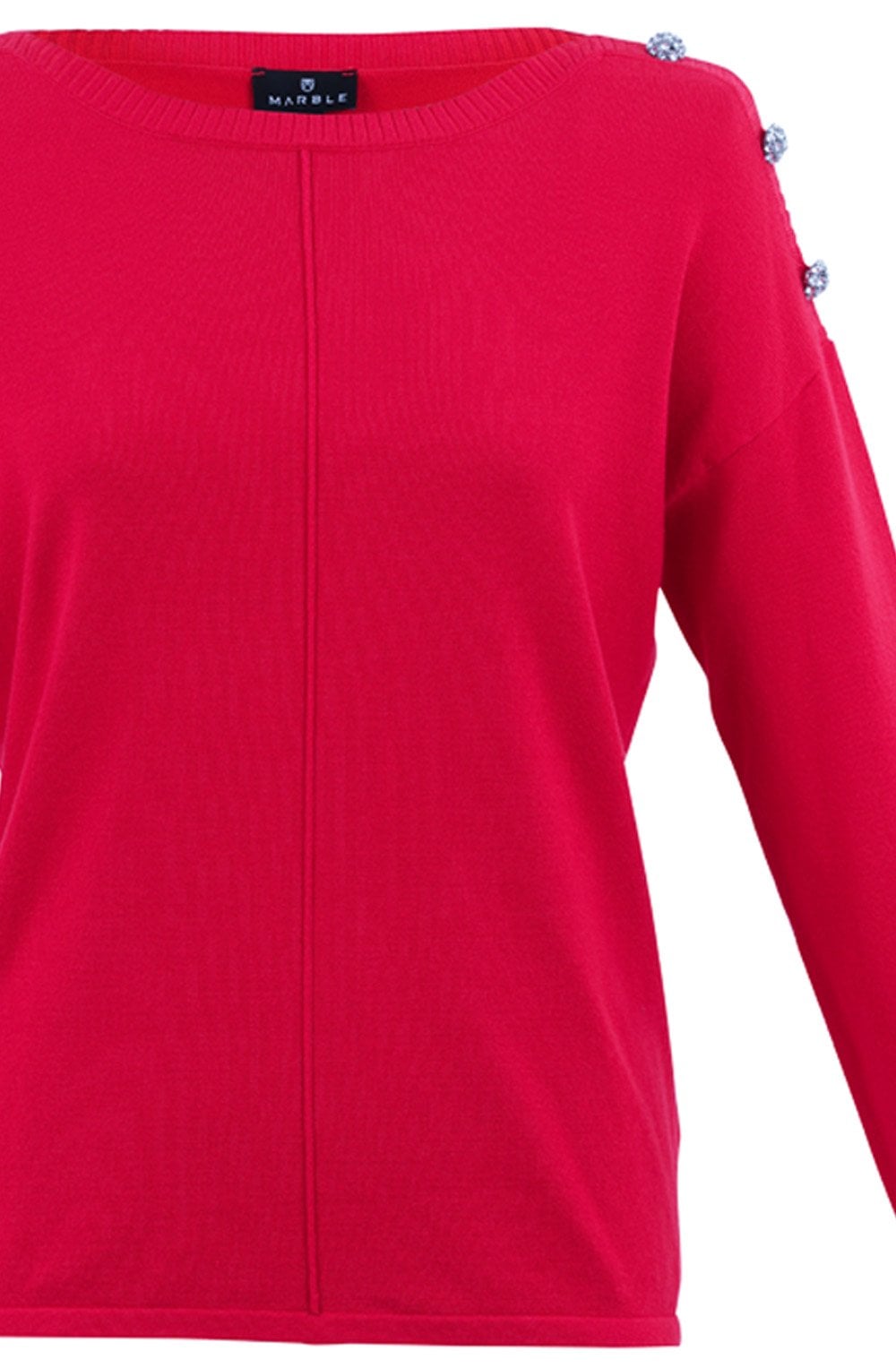 Red Sparkle Button Knit