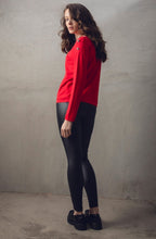 Red Sparkle Button Knit