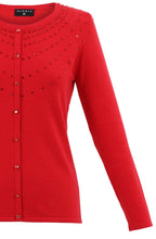 Red Sparkle Cardigan Look Sweater