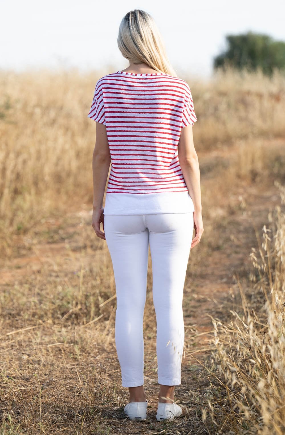 Red Striped Lightweight Relaxed Top