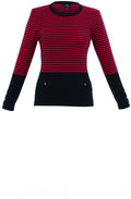 Red Stripes and Silver Button Detail Sweater