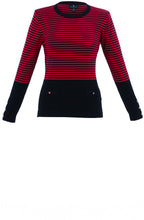 Red Stripes and Silver Button Detail Sweater