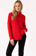 Red Textured Knit Oversized Cowl Neck Jumper