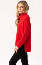 Red Textured Knit Oversized Cowl Neck Jumper