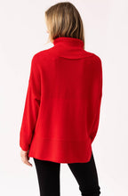 Red Textured Knit Oversized Cowl Neck Jumper