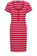Red & White Stripe Midi Dress