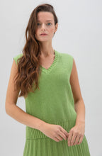 Relaxed Green Knitted Cotton Vest