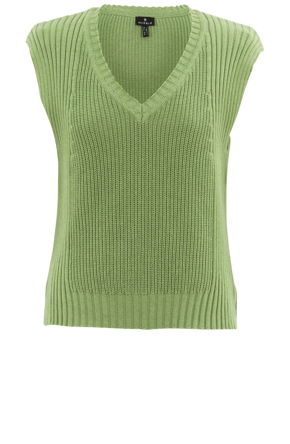 Relaxed Green Knitted Cotton Vest