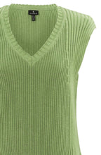 Relaxed Green Knitted Cotton Vest