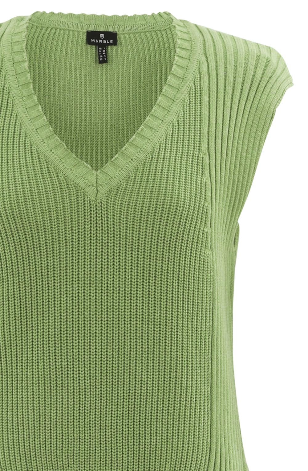 Relaxed Green Knitted Cotton Vest