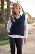 Relaxed Navy Knitted Cotton Vest