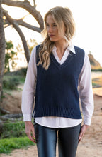 Relaxed Navy Knitted Cotton Vest