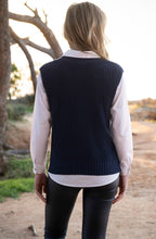 Relaxed Navy Knitted Cotton Vest
