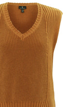 Relaxed Tan Knitted Cotton Vest