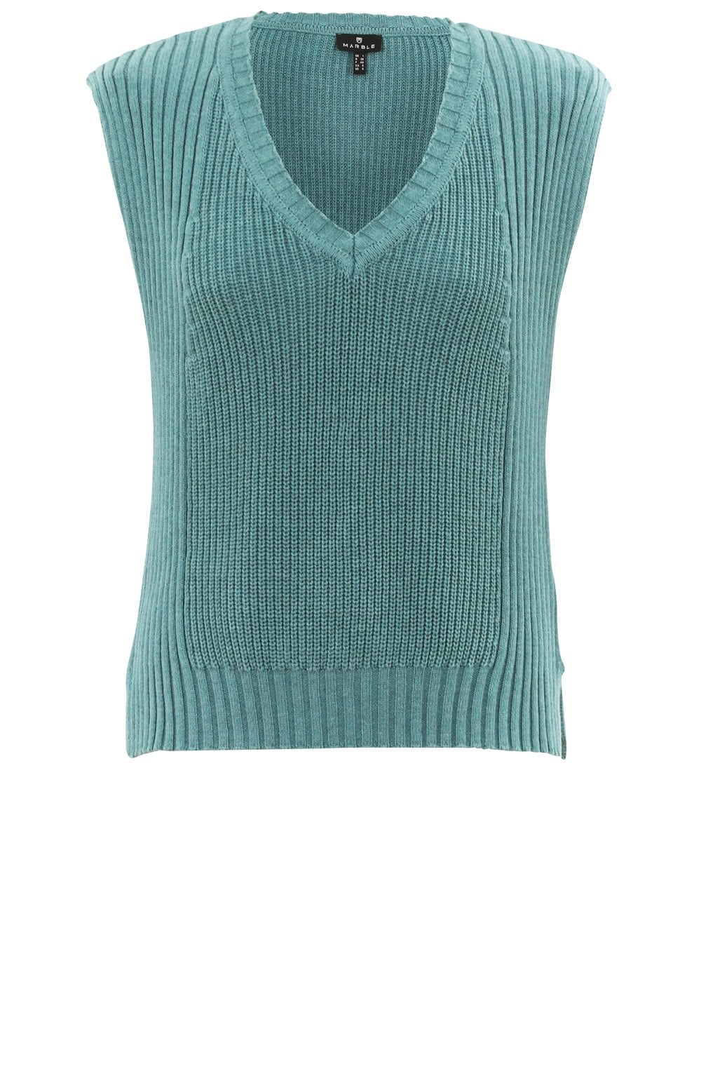 Relaxed Turquoise Knitted Cotton Vest