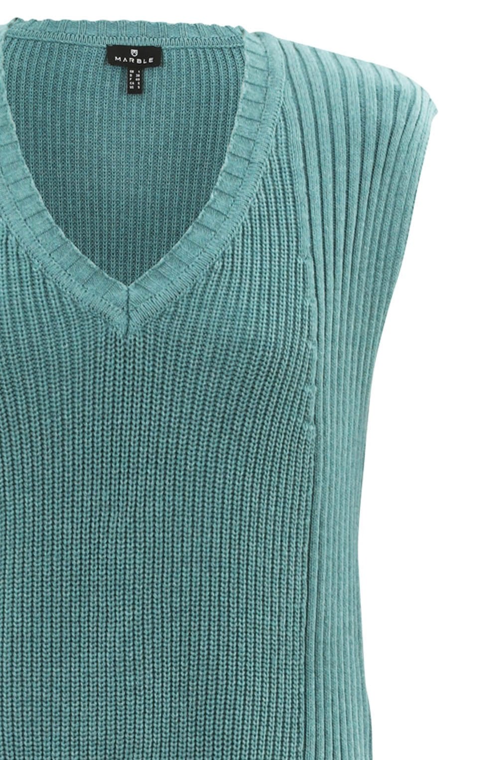 Relaxed Turquoise Knitted Cotton Vest