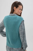 Relaxed Turquoise Knitted Cotton Vest
