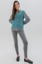 Relaxed Turquoise Knitted Cotton Vest
