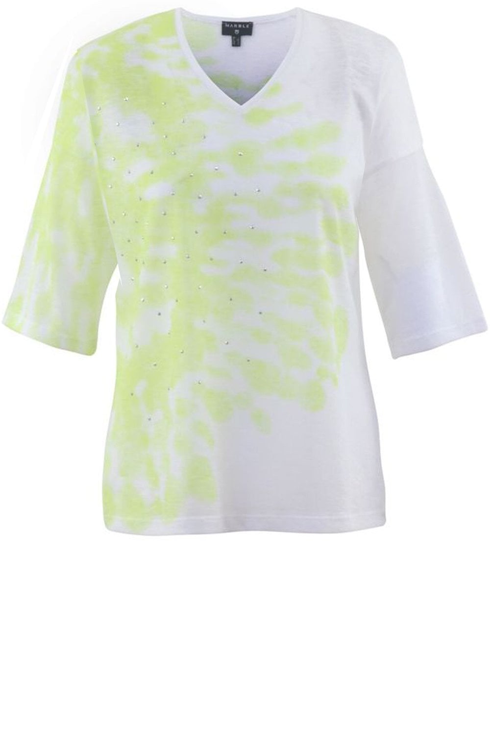 Marble Rhinestone White and Lime Top