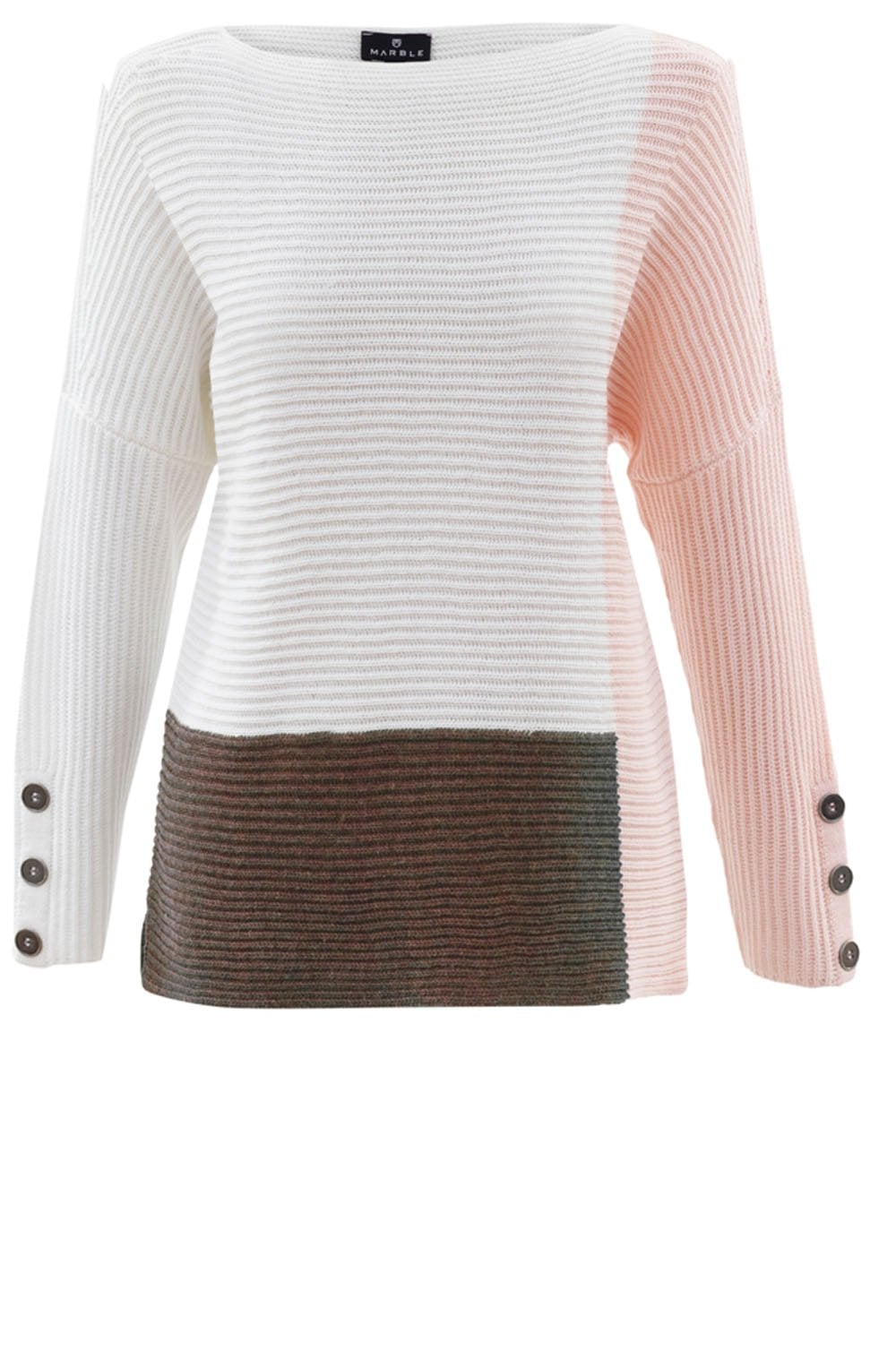 Ribbed Knit Block Design Jumper