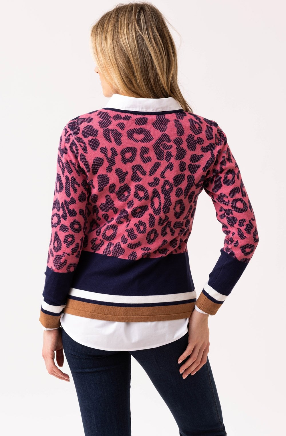 Rose and Navy Animal Print Jumper