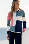 Rose and Sea Foam Asymmetric Colour Block Jumper