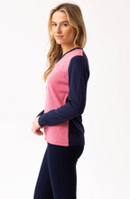Rose Asymmetric Colour Block V Neck Jumper