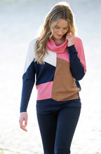 Rose Colour Block Cowl Neck Jumper