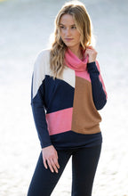 Rose Colour Block Cowl Neck Jumper