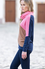 Rose Colour Block Cowl Neck Jumper