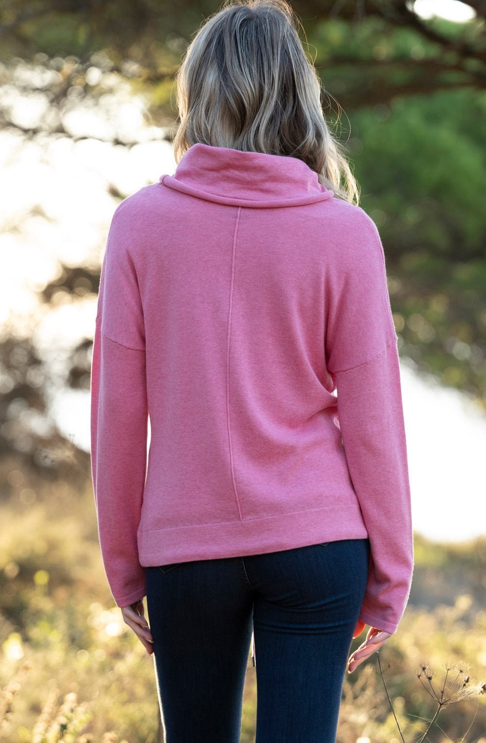 Rose Cowl Neck Drawstring Hem Jumper
