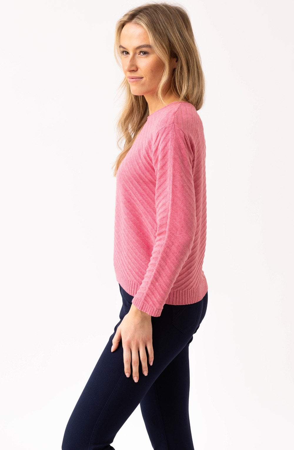 Rose Diagonal Ribbed Knit Jumper