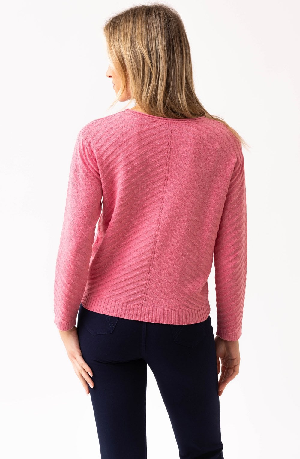 Rose Diagonal Ribbed Knit Jumper