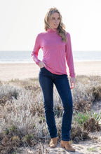 Rose Pink Jersey Polo Neck Top