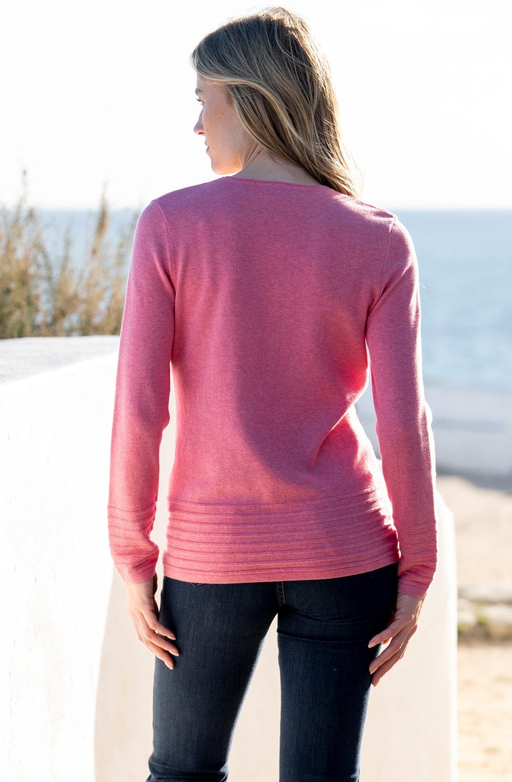 Rose Pink Ribbed Detail Jumper