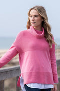 Rose Textured Knit Oversized Cowl Neck Jumper
