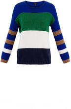 Royal Blue and Green Colour Block Jumper