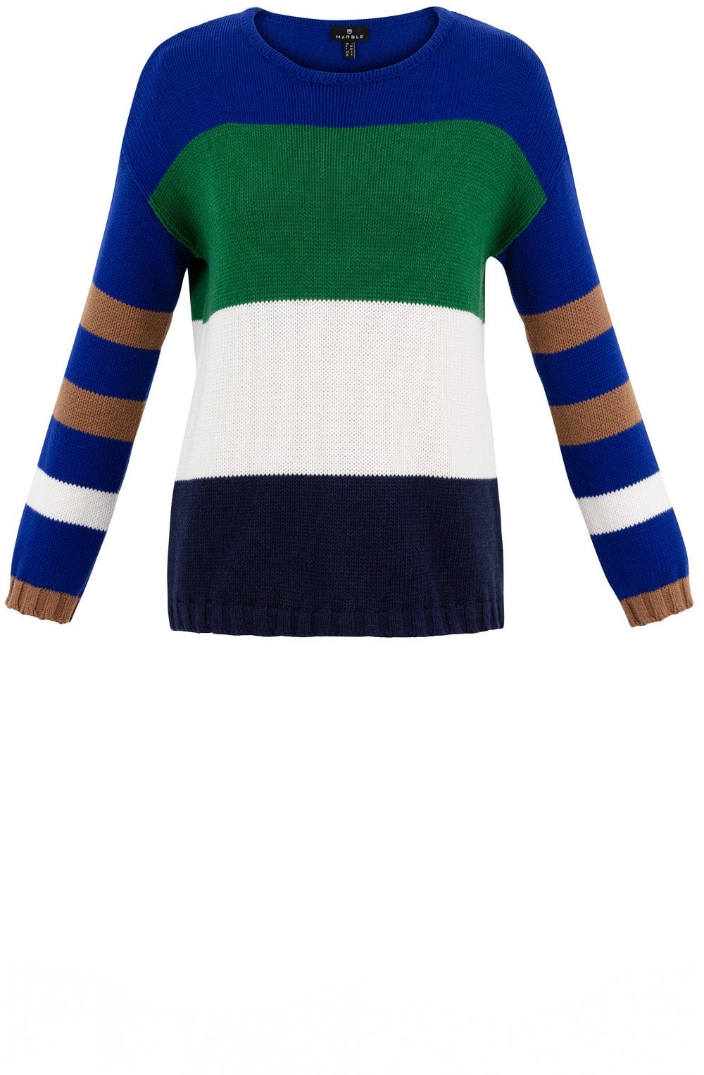 Royal Blue and Green Colour Block Jumper