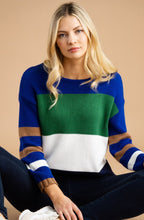 Royal Blue and Green Colour Block Jumper