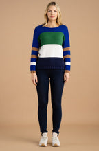 Royal Blue and Green Colour Block Jumper
