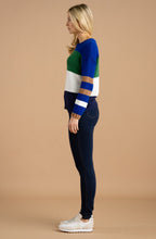 Royal Blue and Green Colour Block Jumper