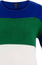 Royal Blue and Green Colour Block Jumper