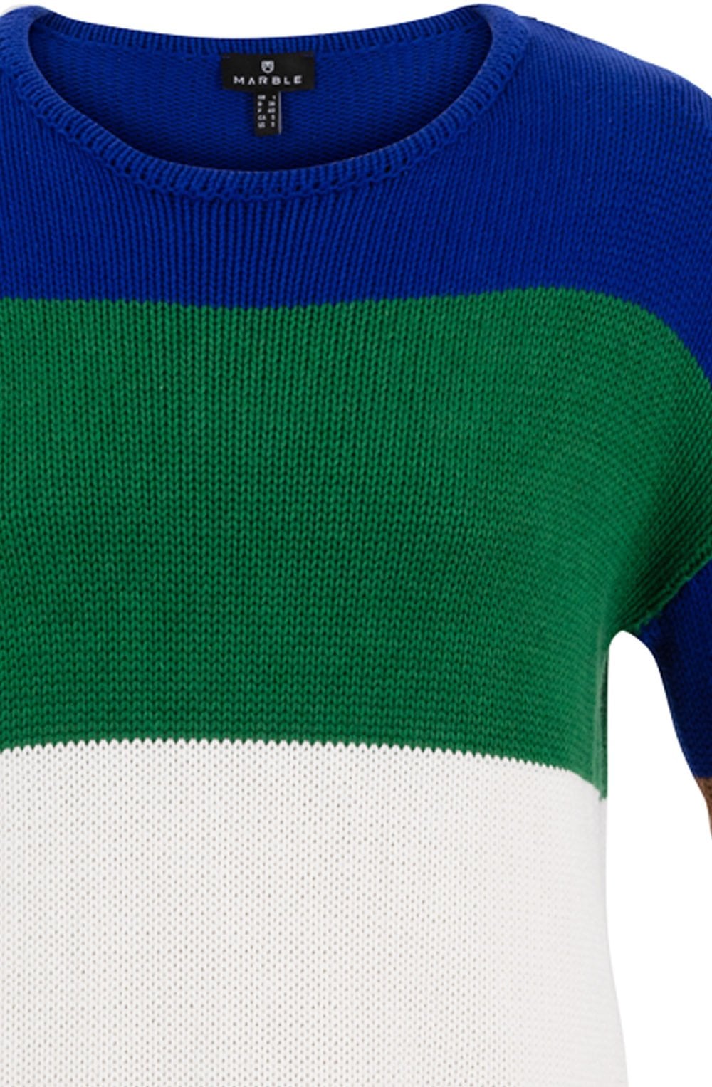 Royal Blue and Green Colour Block Jumper
