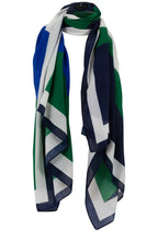 Royal Blue and Green Colour Wave Print Scarf